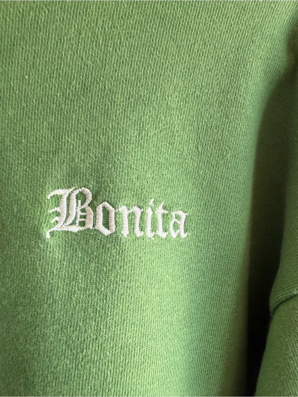 Viva La Bonita VLB Embroidered "Bonita" Green Crewneck Sweatshirt M - Picture 2 of 4